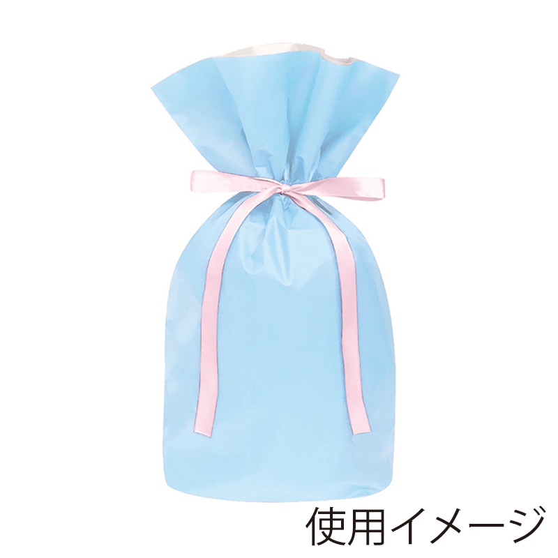 エスパック 梨地リボン付ギフト袋 M パステルブルー 20枚/袋（ご注文単位1袋)【直送品】