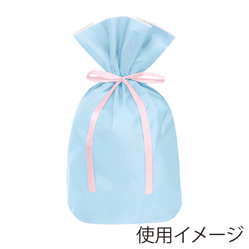 エスパック 梨地リボン付ギフト袋 L パステルブルー 20枚/袋（ご注文単位1袋)【直送品】