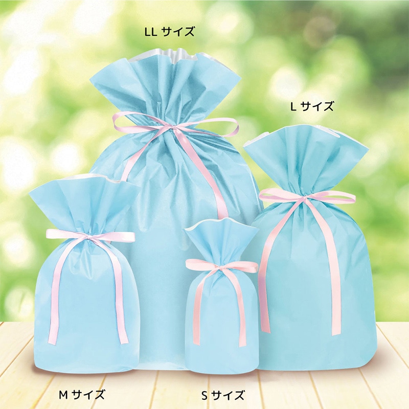 エスパック 梨地リボン付ギフト袋 L パステルブルー 20枚/袋(ご注文単位1袋)【直送品】