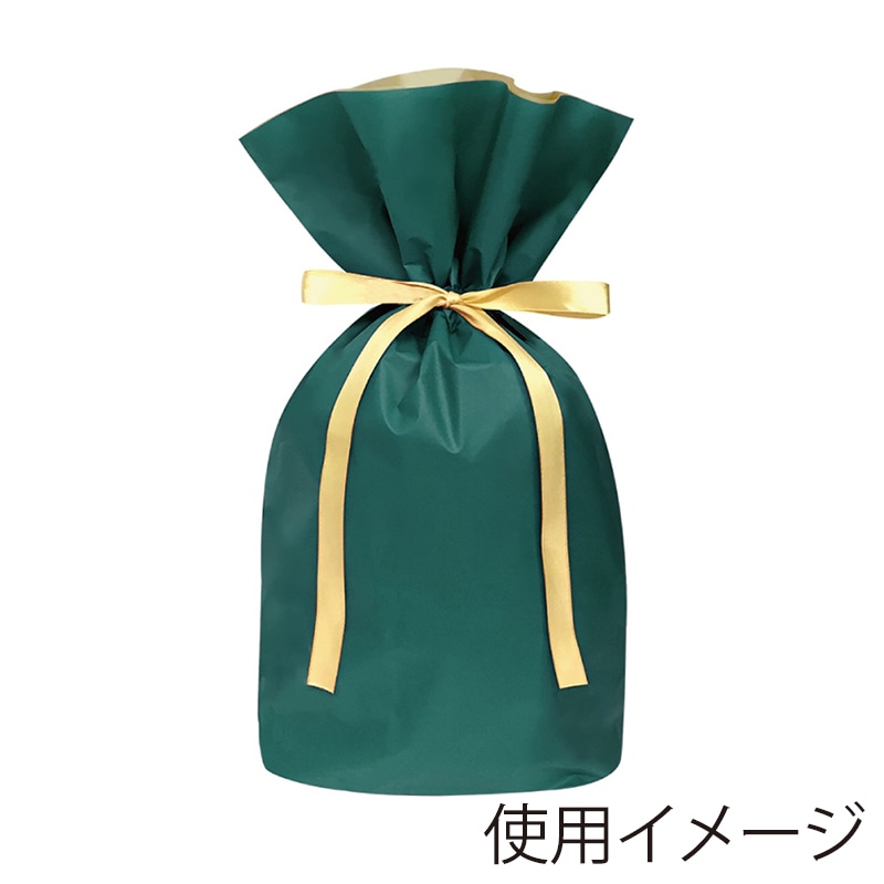 エスパック 梨地リボン付ギフト袋 M ダークグリーン 20枚/袋(ご注文単位1袋)【直送品】