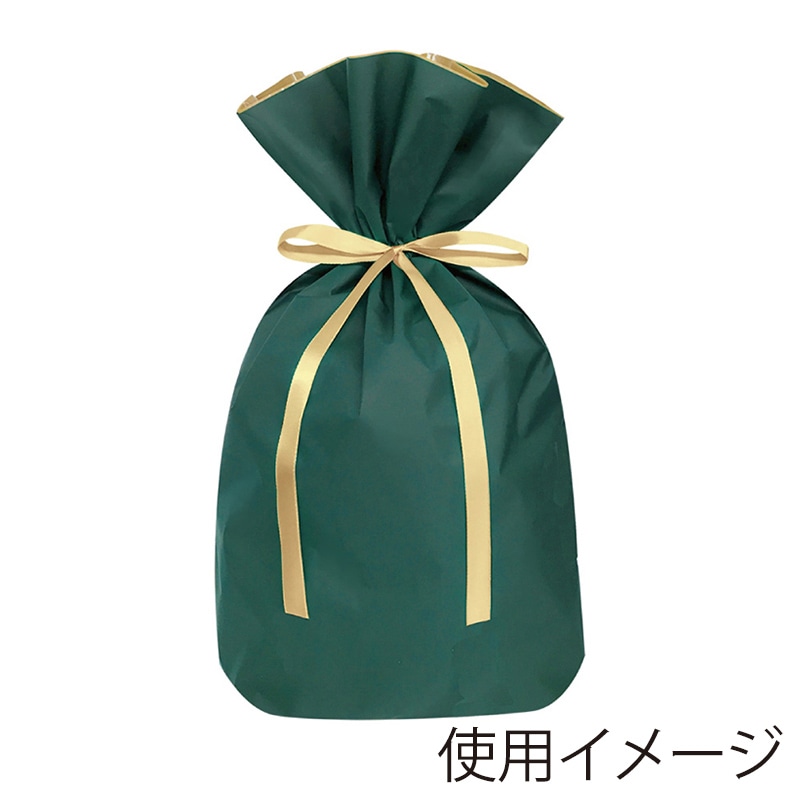 エスパック 梨地リボン付ギフト袋 L ダークグリーン 20枚/袋(ご注文単位1袋)【直送品】