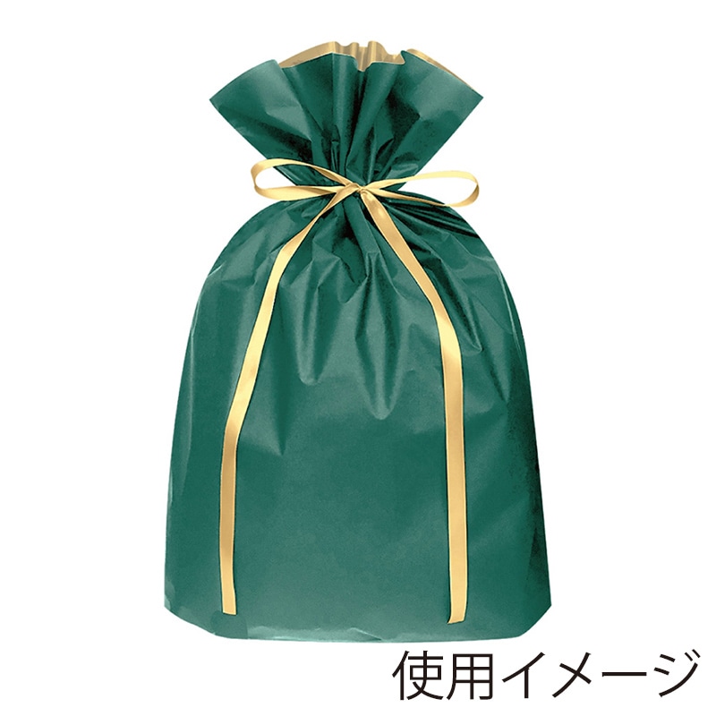 >エスパック 梨地リボン付ギフト袋 LL ダークグリーン 20枚/袋(ご注文単位1袋)【直送品】