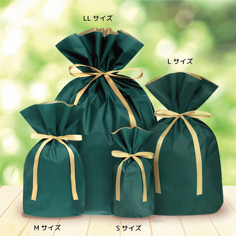 エスパック 梨地リボン付ギフト袋 LL ダークグリーン 20枚/袋(ご注文単位1袋)【直送品】