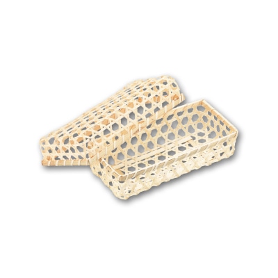 アサヒグリーン 竹編かご　六ツ目長方　被せフタ付 W 3571 1個（ご注文単位100個）【直送品】