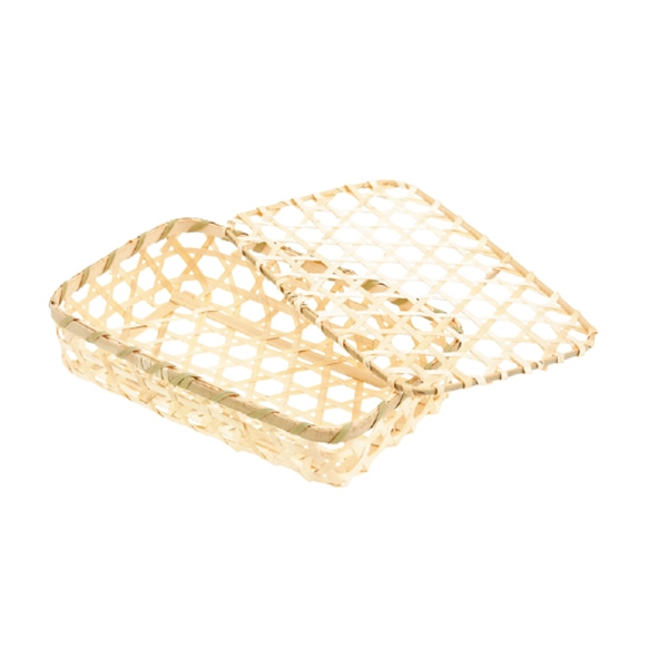 アサヒグリーン 竹編かご　六ツ目長方平　フタ付 W 3521 1個（ご注文単位120個）【直送品】