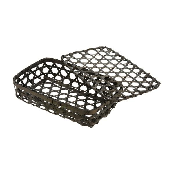 アサヒグリーン 竹編かご　六ツ目長方平　フタ付 BK 3522 1個（ご注文単位120個）【直送品】