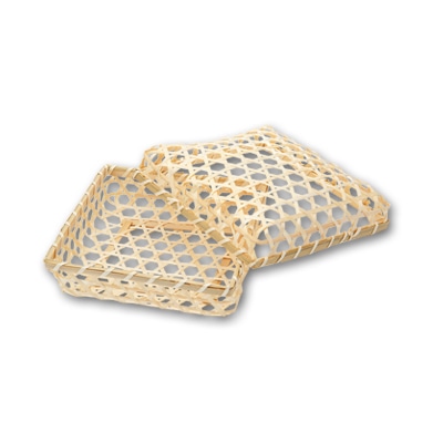 アサヒグリーン 竹編かご　六ツ目正方　フタ付 M　W 3565 1個（ご注文単位90個）【直送品】