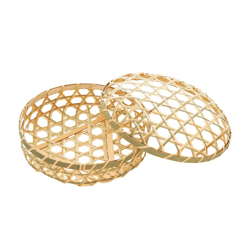 アサヒグリーン 竹編かご　2色丸篭　被せフタ付 G 3642 1個（ご注文単位100個）【直送品】