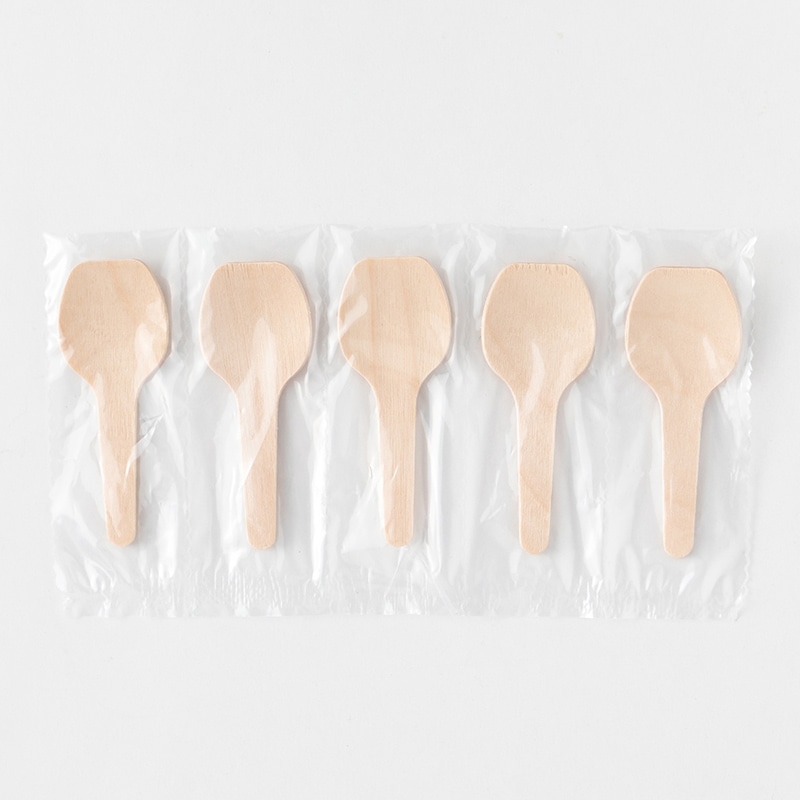 アサヒグリーン 木製スプーン 透明5連袋 60mm 100本入 10065000 100本/袋(ご注文単位100袋)【直送品】