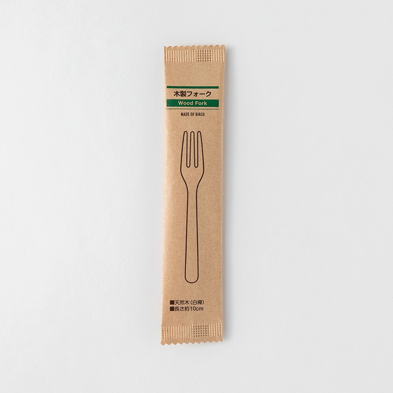 アサヒグリーン 木製フォーク　紙完封袋 100mm　100本入 10432000 100本/袋（ご注文単位50袋）【直送品】