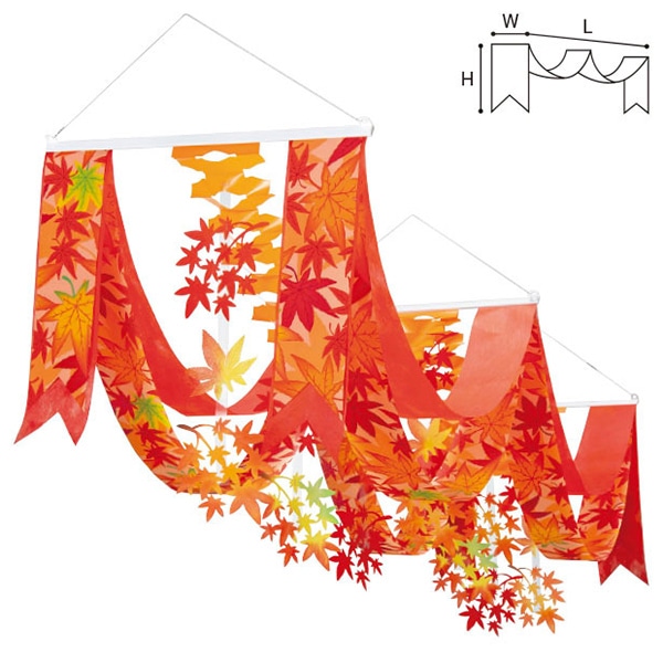 アルファ プリントもみじプリーツ2連ペナント TA4-0168 1個(ご注文単位1個)【直送品】