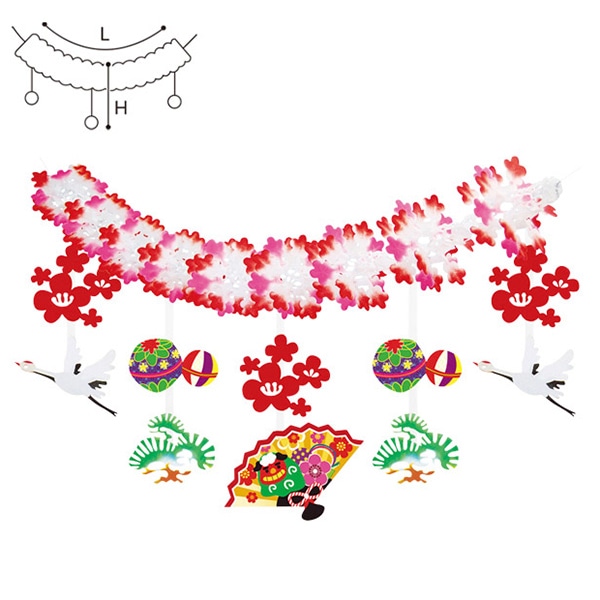 アルファ 華やか扇正月ガーランド TA7-1126 1個（ご注文単位2個）【直送品】