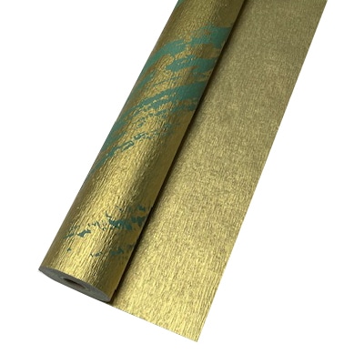 マッセ ラッピングロール　墨絵クレープ No.35　グリーン／ゴールド 25035 1本（ご注文単位1本）【直送品】