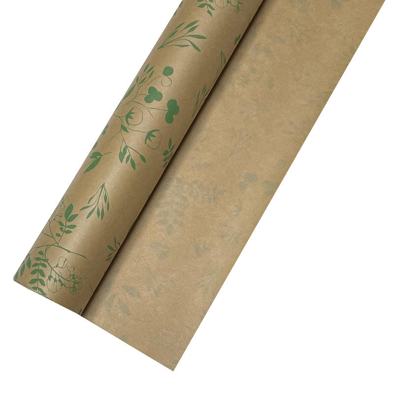 マッセ ラッピングロール　ボタニカルクラフトペーパー No.2　グリーン 93002 1本（ご注文単位1本）【直送品】