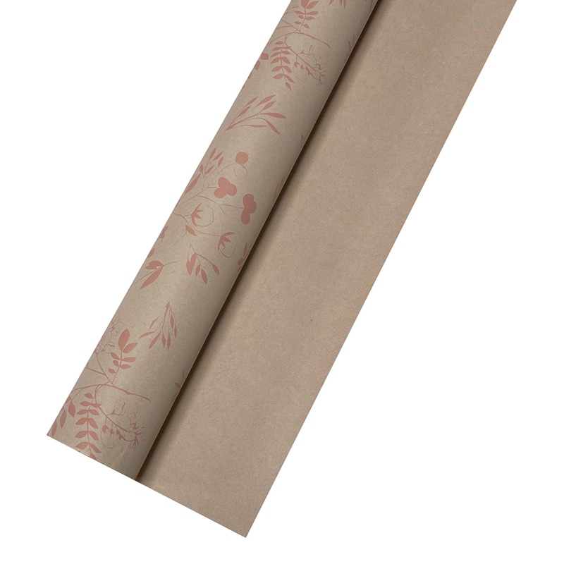 マッセ ラッピングロール　ボタニカルクラフトペーパー No.4　ピンク 93004 1本（ご注文単位1本）【直送品】