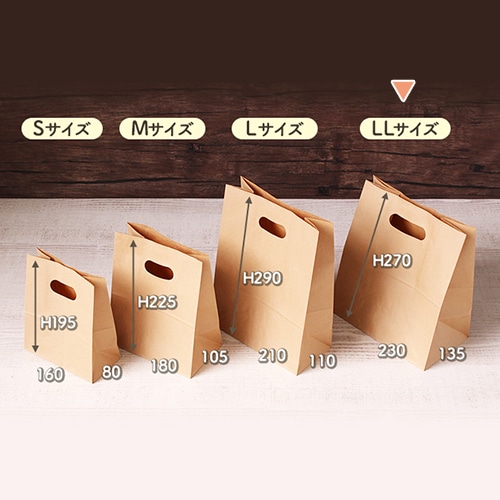 サガシキ 手提げ紙袋 イーグリップ クラフト LL 100枚入 PAB031AA_S_100 100枚/束(ご注文単位1束)【直送品】