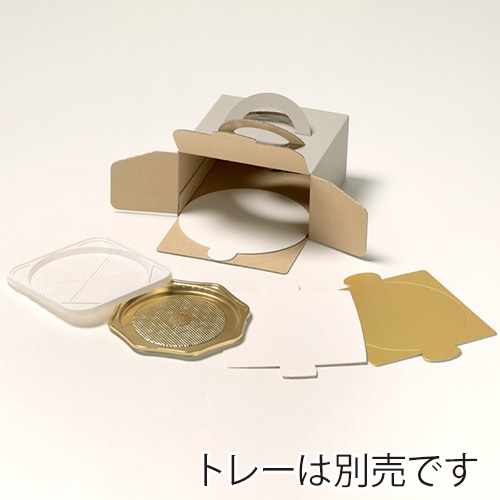 サガシキ ケーキ箱 ナチュラルグレー デコ箱 4号 H80 EGR007AA_S_100 25枚/束(ご注文単位4束)【直送品】