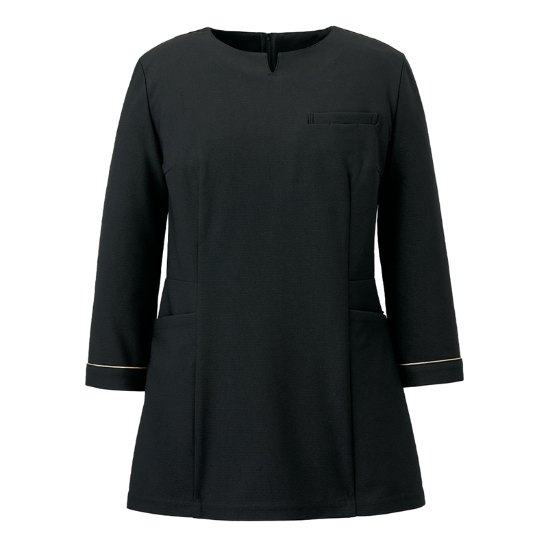 サーヴォ レディース チュニック 七分袖 3L ブラック GCSL-2508-B9 1枚（ご注文単位1枚）【直送品】