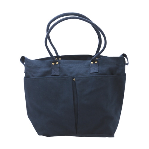 ジェイワークスプランニング キャンバストートバッグ 厚手 マルチポケット S ネイビー JW009 1個（ご注文単位1個）【直送品】