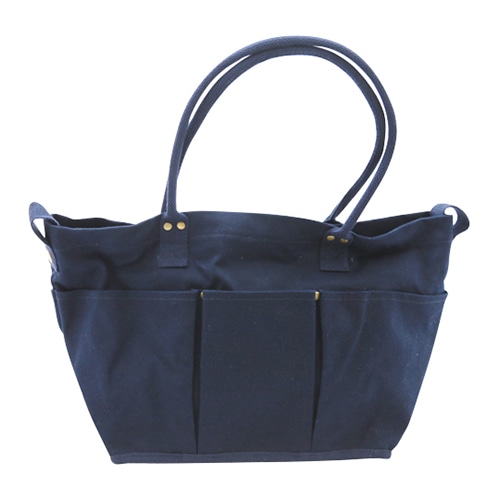 ジェイワークスプランニング キャンバストートバッグ 厚手 マルチポケット M ネイビー JW010 1個（ご注文単位1個）【直送品】