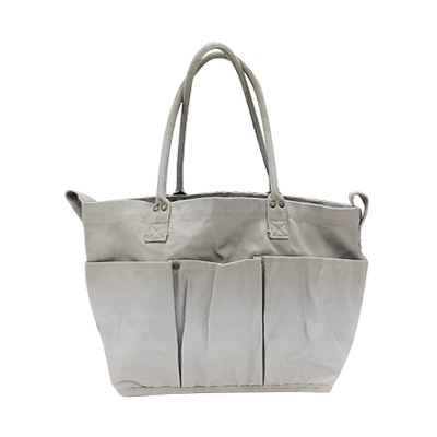 ジェイワークスプランニング キャンバストートバッグ 厚手 マルチポケット M グレー JW010 1個（ご注文単位1個）【直送品】