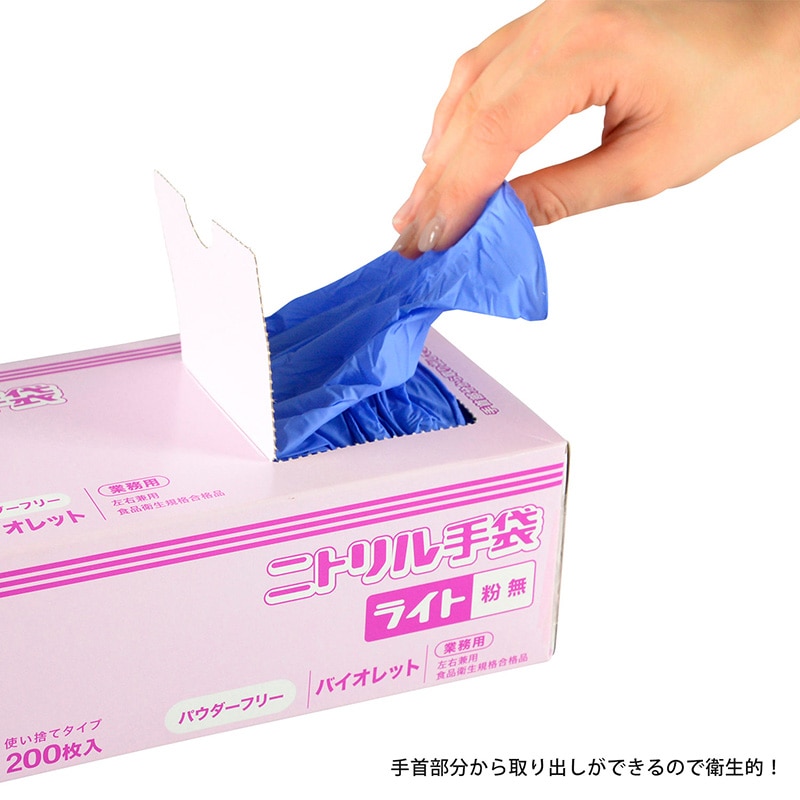 PS　使い捨て手袋　ニトリル　ライト 粉無　S 紫 200枚/箱（ご注文単位15箱）【直送品】