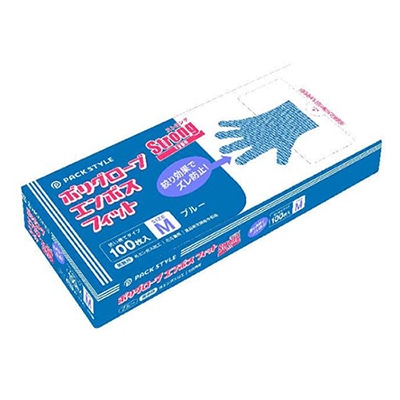 パックスタイル ポリ手袋　ストロングフィット　青　箱入 M　100枚入 00586245 100枚/箱（ご注文単位60箱）【直送品】