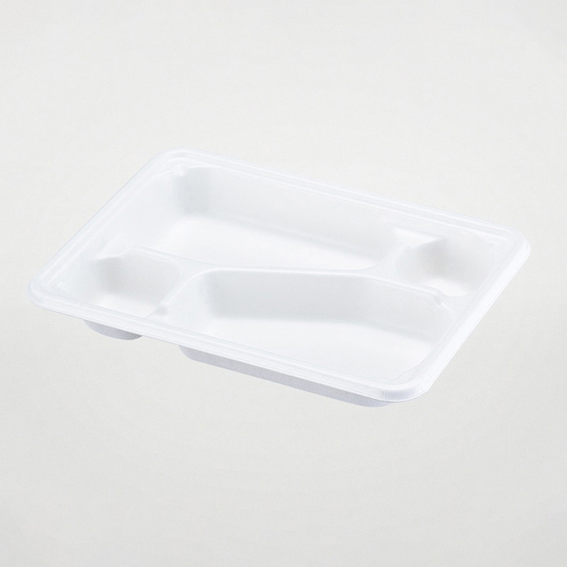 弁当容器 WB麦バガス弁当 ラミ 本体 23-17C 白色 50枚/袋(ご注文単位6袋)【直送品】