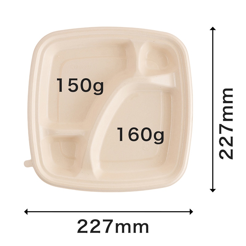 弁当容器 BB竹バガス弁当 ラミ 本体 N23-23A 50枚/袋(ご注文単位6袋)【直送品】