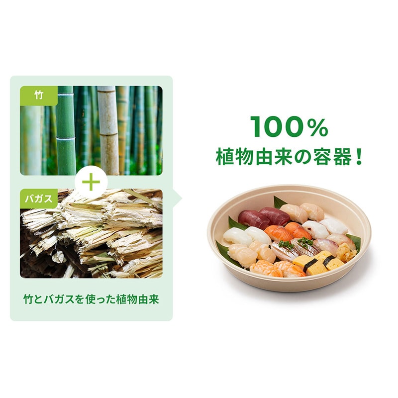 寿司容器　BB竹バガスラミ丸桶3　本体   10枚/袋（ご注文単位16袋）【直送品】
