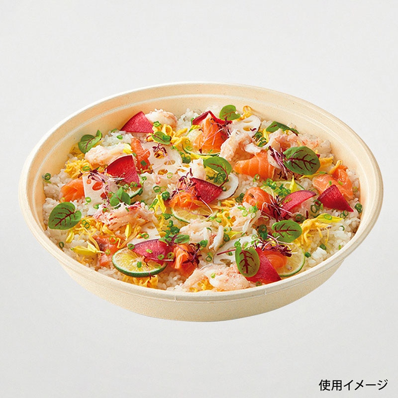 寿司容器 BB竹バガスラミ丸桶6 本体 10枚/袋(ご注文単位8袋)【直送品】