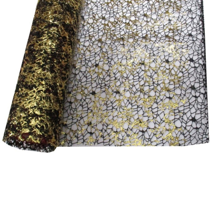 マッセ ラッピングロール シャインネット No.5 ブラック×ゴールド 233005 1本(ご注文単位1本)【直送品】