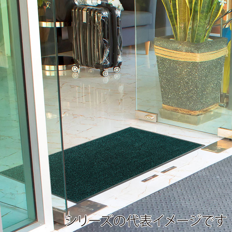 クリーンテックス・ジャパン 玄関マット アイアンホース ストライプ グリーン/ブラック 75×90cm BY00032 1枚(ご注文単位1枚)【直送品】