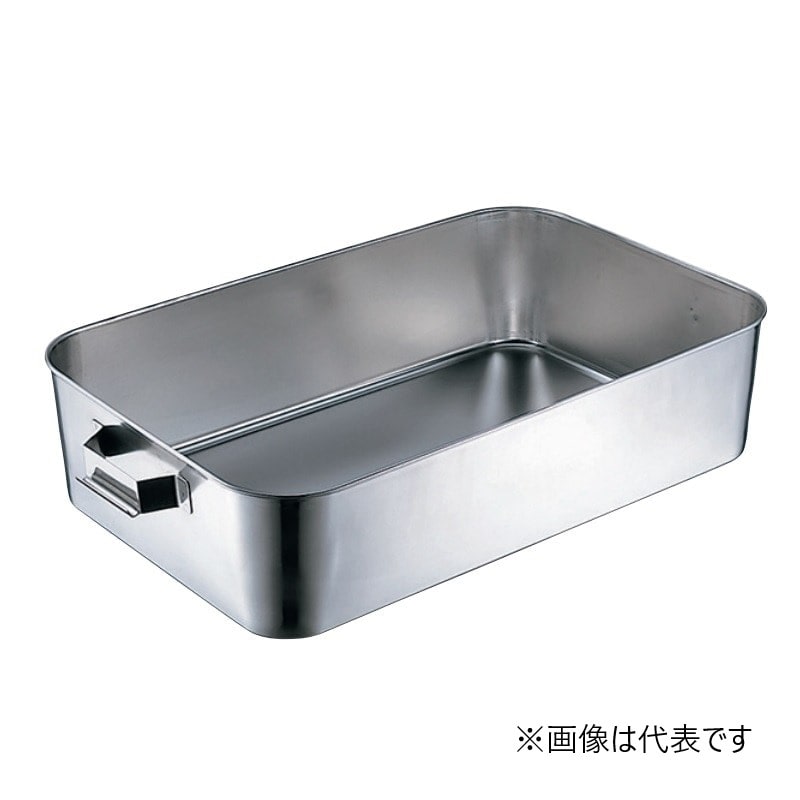 スギコ産業 18-8 給食バット 固定ハンドル付 研磨有 H140mm SA1906-SK-6038K 1個（ご注文単位1個）【直送品】