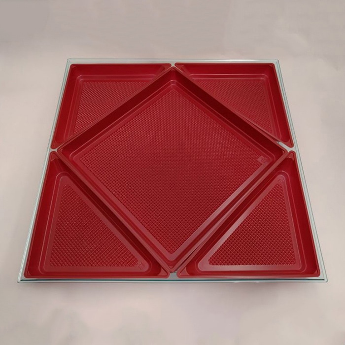 ニシキ プラスチック皿 角皿 中仕切A H-40 赤 40枚/袋（ご注文単位1袋）【直送品】