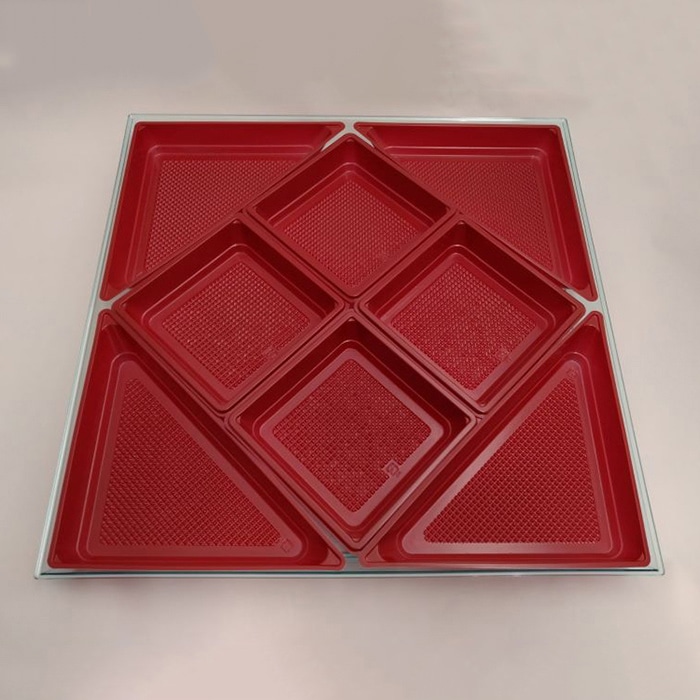 ニシキ プラスチック皿 角皿 中仕切B H-40 赤 40枚/袋（ご注文単位1袋）【直送品】