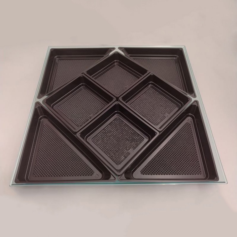 ニシキ プラスチック皿 角皿 中仕切B H-40 黒 40枚/袋（ご注文単位1袋）【直送品】