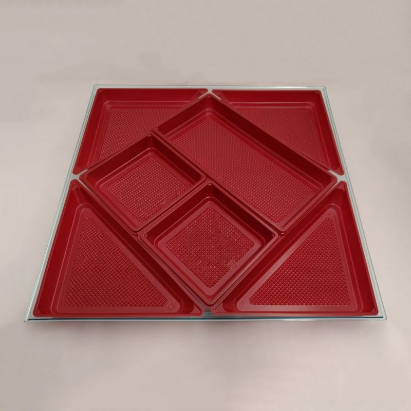 ニシキ プラスチック皿 角皿 中仕切C H-40 赤 40枚/袋（ご注文単位1袋）【直送品】