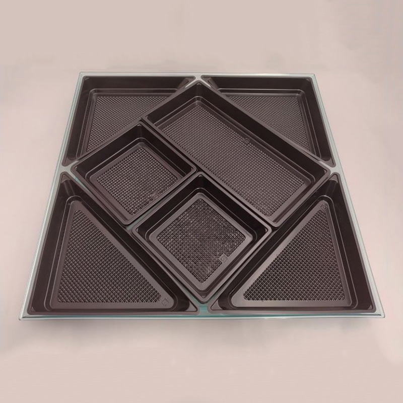 ニシキ プラスチック皿 角皿 中仕切C H-40 黒 40枚/袋（ご注文単位1袋）【直送品】