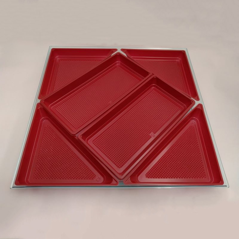 ニシキ プラスチック皿 角皿 中仕切D H-40 赤 40枚/袋（ご注文単位1袋）【直送品】