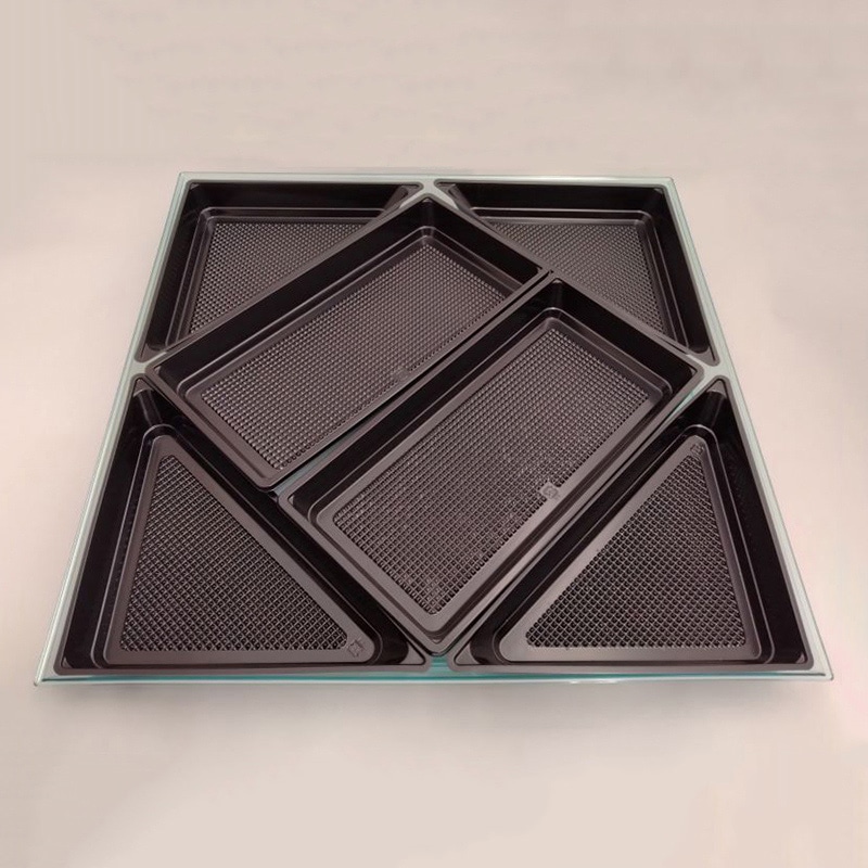 ニシキ プラスチック皿 角皿 中仕切D H-40 黒 40枚/袋（ご注文単位1袋）【直送品】