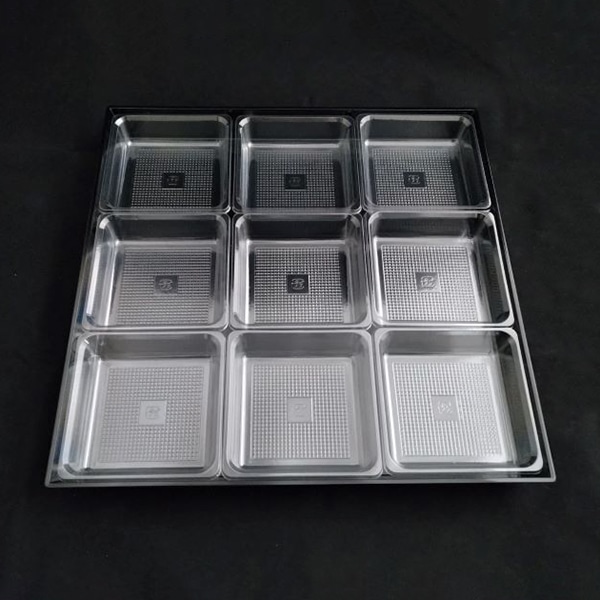 ニシキ プラスチック皿 角皿 中仕切A H-30 透明 100枚/袋（ご注文単位1袋）【直送品】