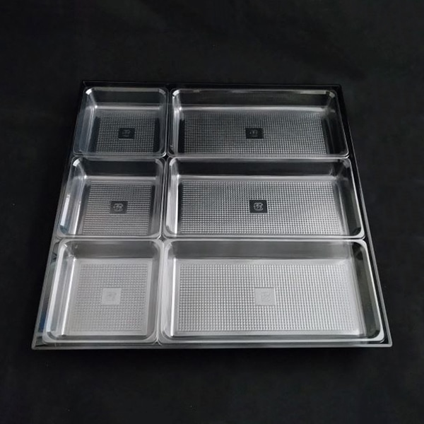 ニシキ プラスチック皿 角皿 中仕切C H-30 透明 100枚/袋（ご注文単位1袋）【直送品】