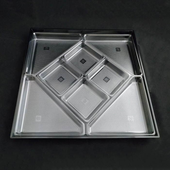 ニシキ プラスチック皿 角皿 中仕切A H-35 透明 50枚/袋（ご注文単位1袋）【直送品】