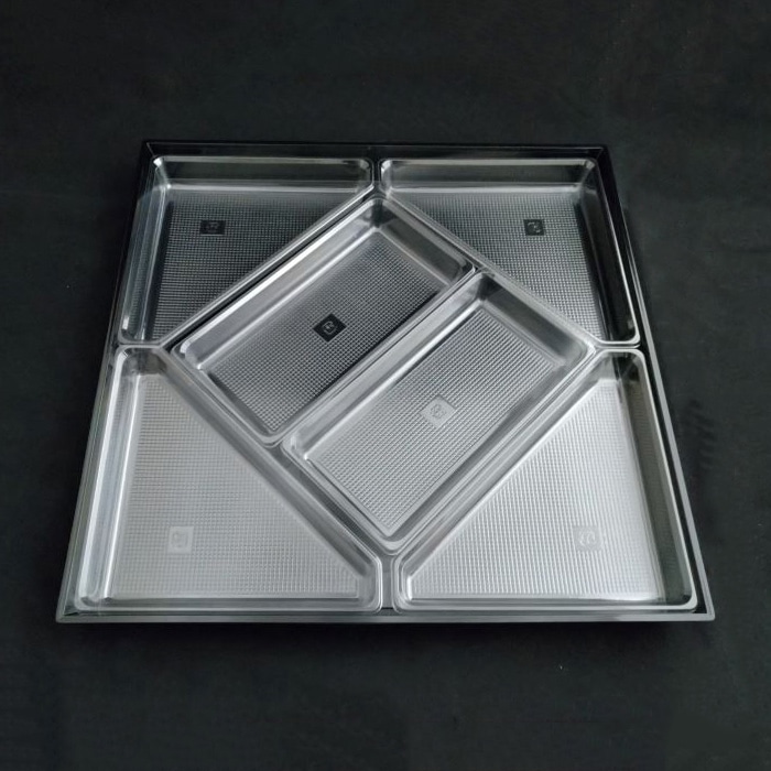 ニシキ プラスチック皿 角皿 中仕切B H-35 透明 50枚/袋（ご注文単位1袋）【直送品】