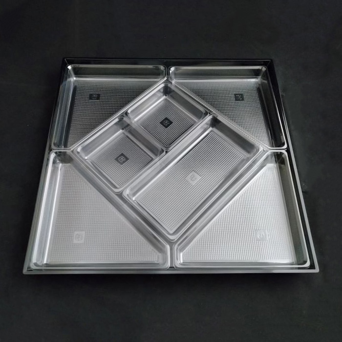 ニシキ プラスチック皿 角皿 中仕切C H-35 透明 50枚/袋（ご注文単位1袋）【直送品】