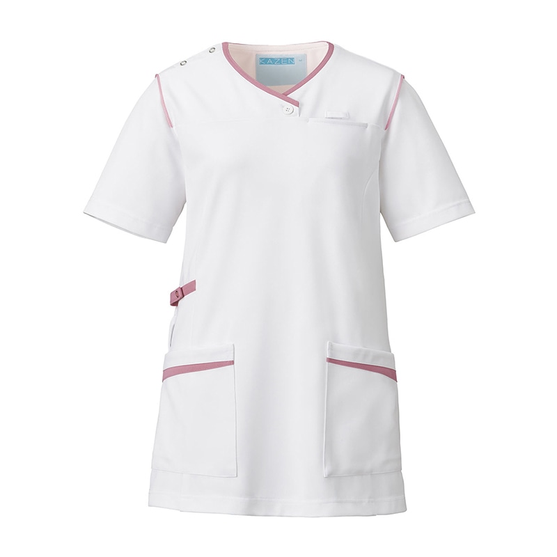 レディススクラブ 992-13 ホワイト×ピンク 4L 1個(ご注文単位1個)【直送品】