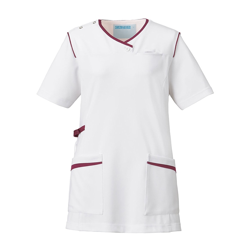 レディススクラブ 992-15 ホワイト×プラム 3L 1個(ご注文単位1個)【直送品】