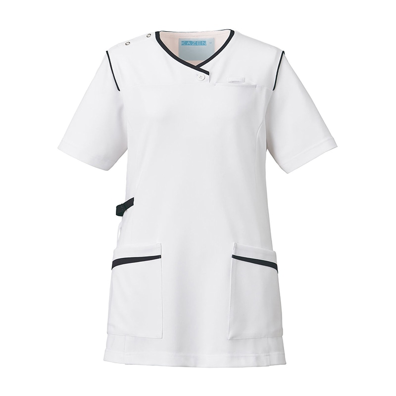 レディススクラブ 992-18 ホワイト×ネイビー S 1個(ご注文単位1個)【直送品】