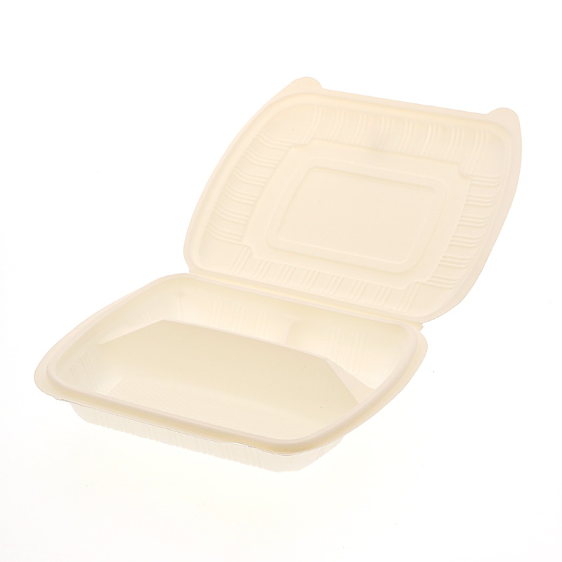 シンメイ 食品容器 コンスターチパック 仕切り付き 白 50枚/袋（ご注文単位6袋）【直送品】